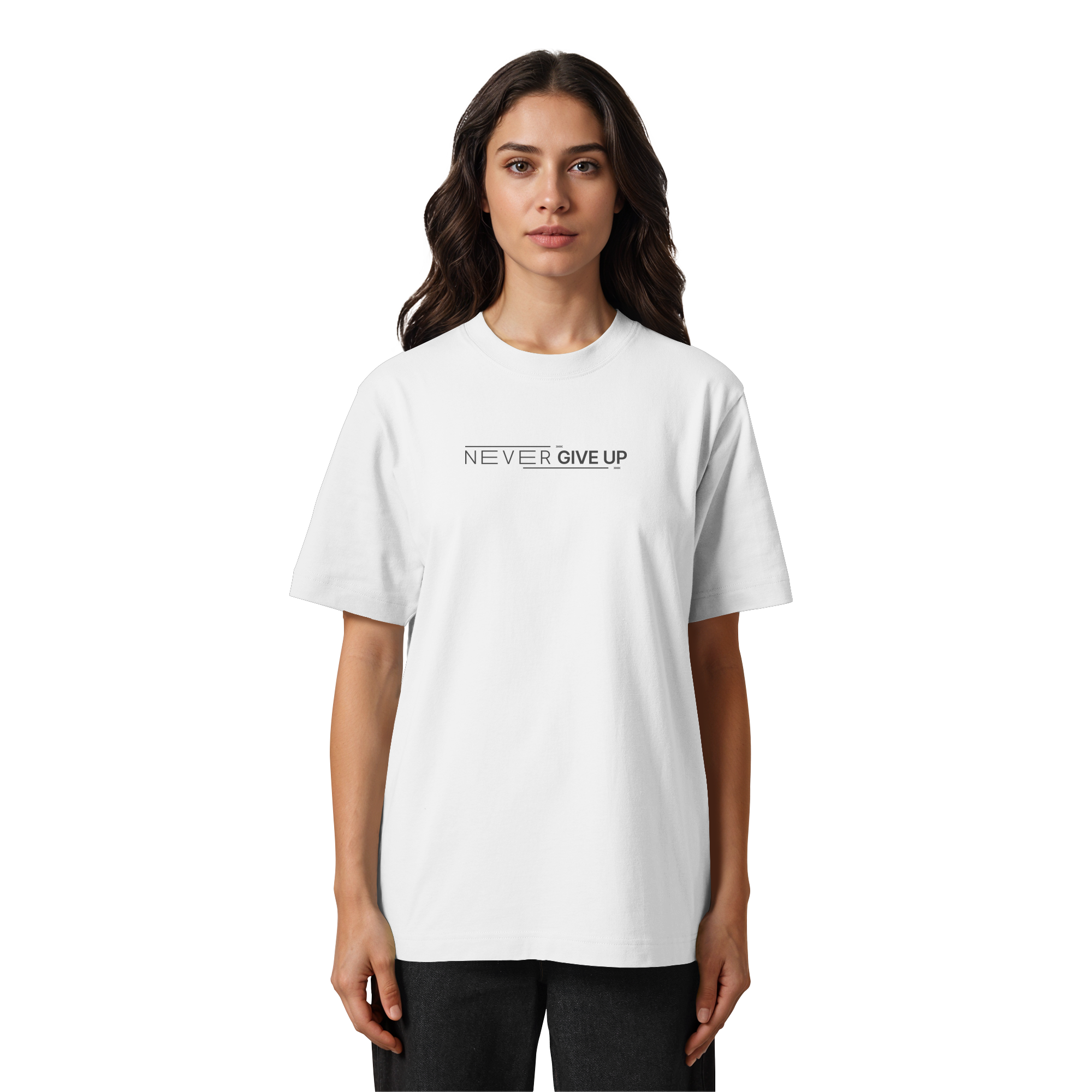 Never give up - Heavy Oversized Organic Shirt