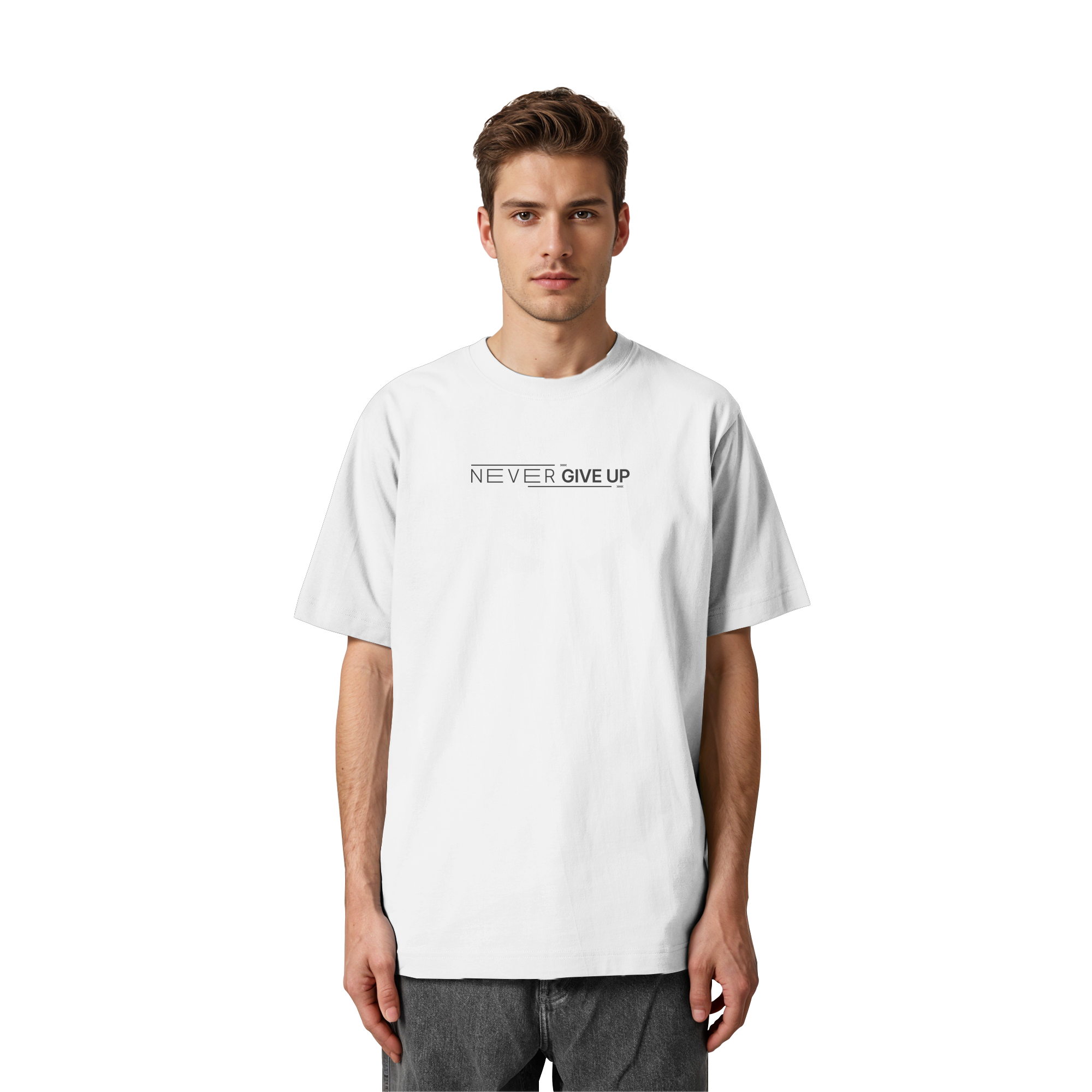 Never give up - Heavy Oversized Organic Shirt