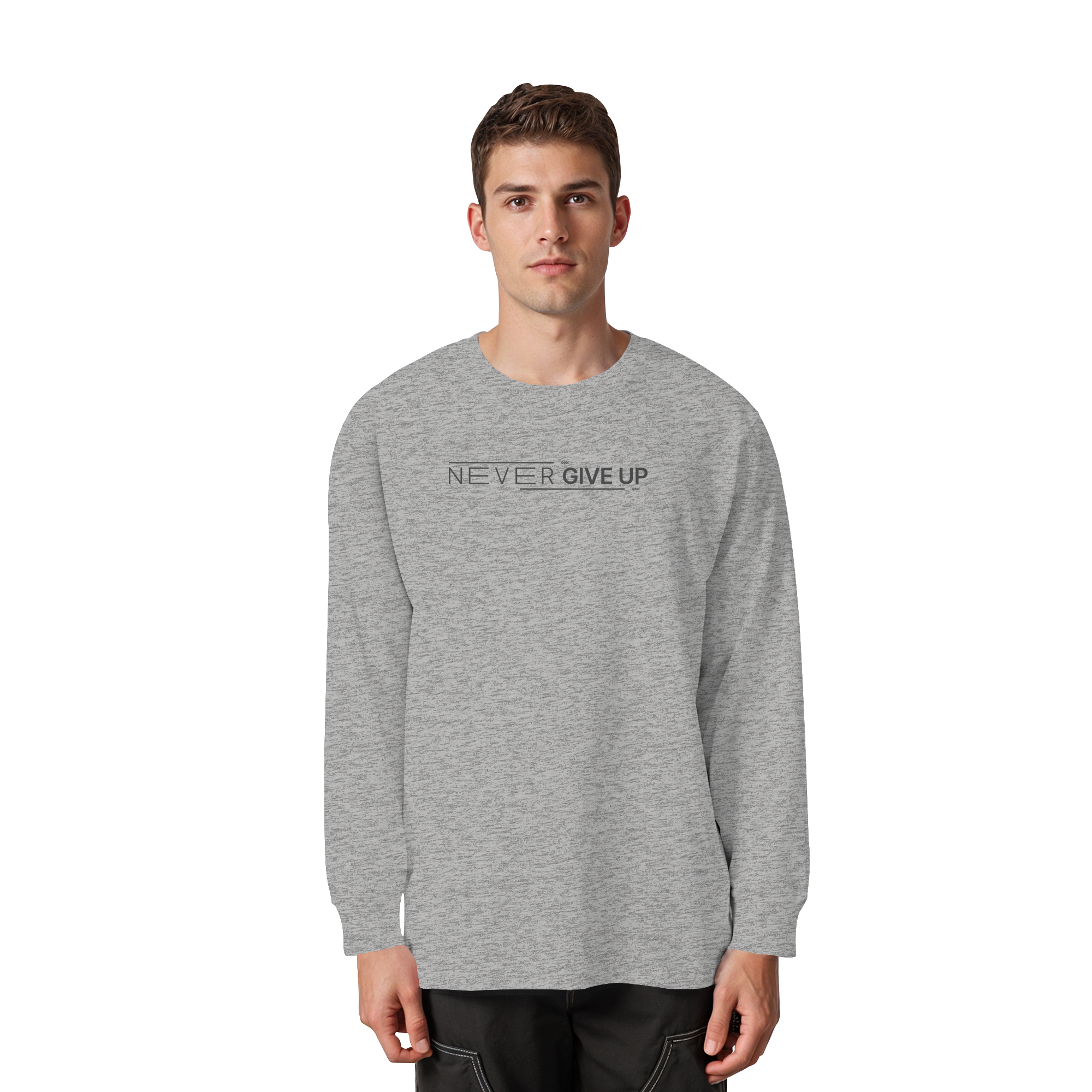 Never give up - Organic Heavy Oversized Longsleeve T-Shirt