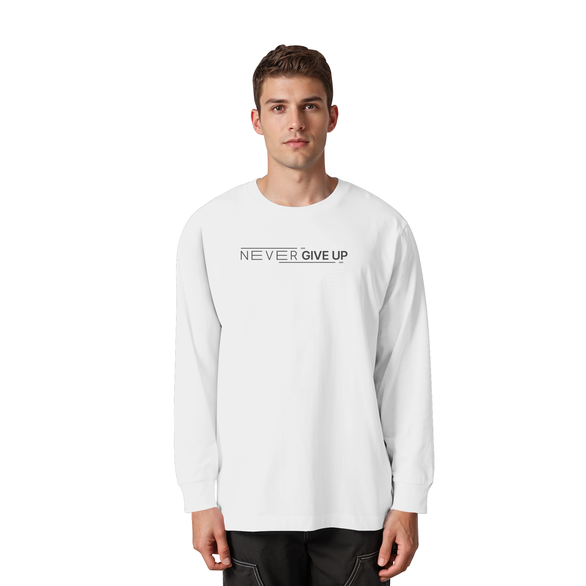 Never give up - Organic Heavy Oversized Longsleeve T-Shirt