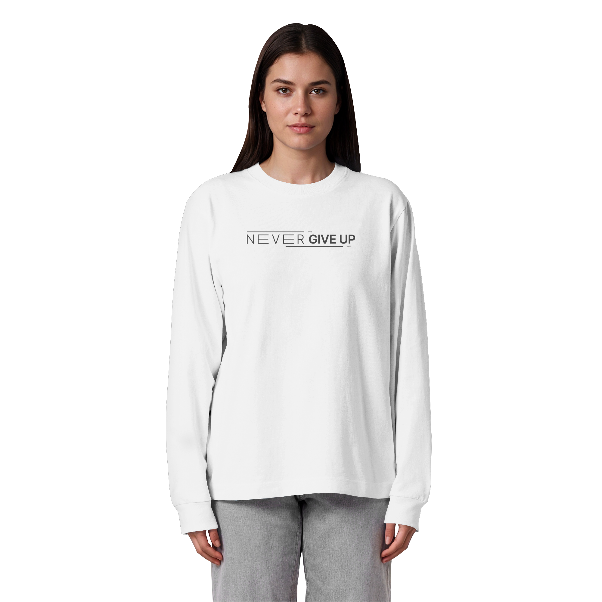 Never give up - Organic Heavy Oversized Longsleeve T-Shirt