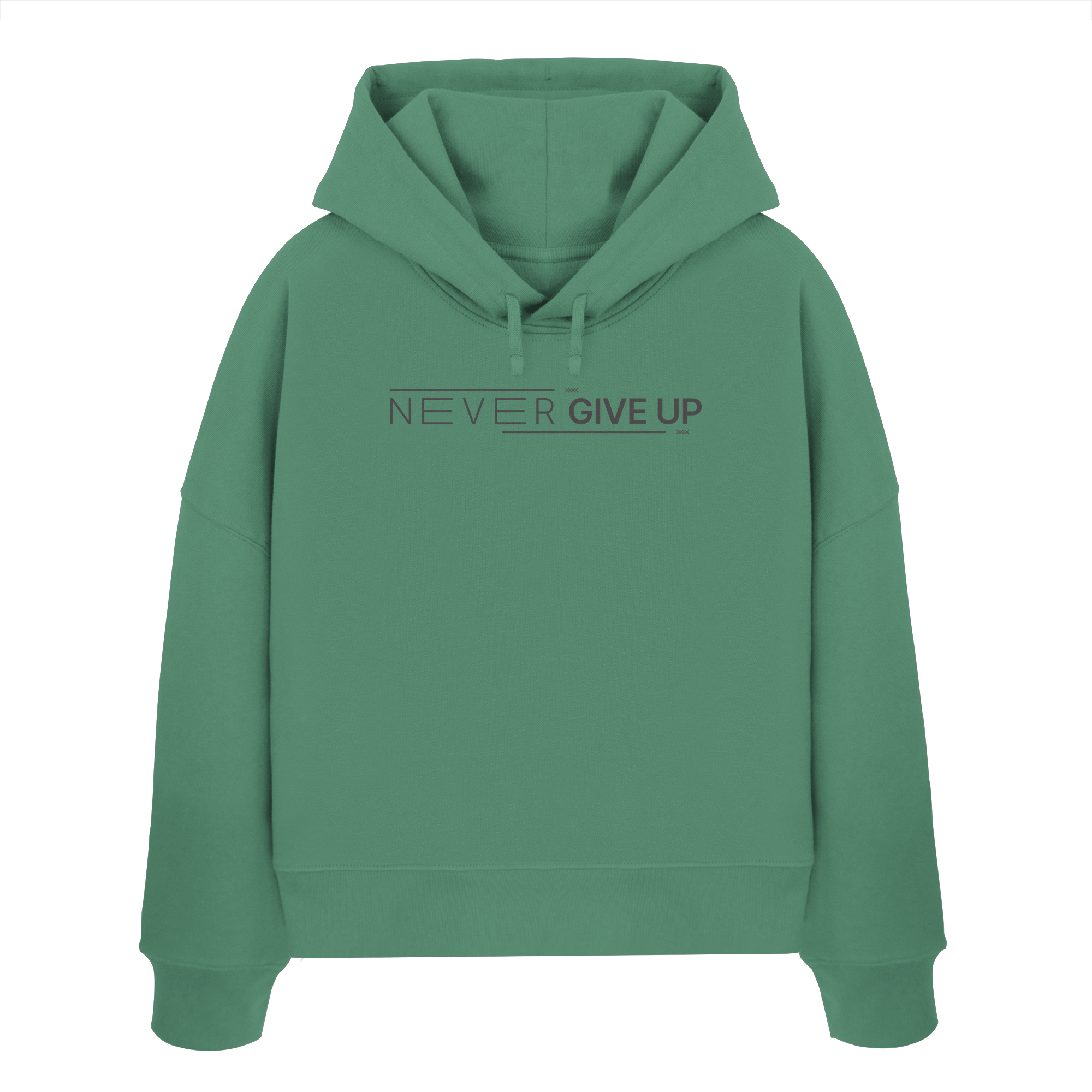 Never give up - Womens Organic Boxcut Hoodie