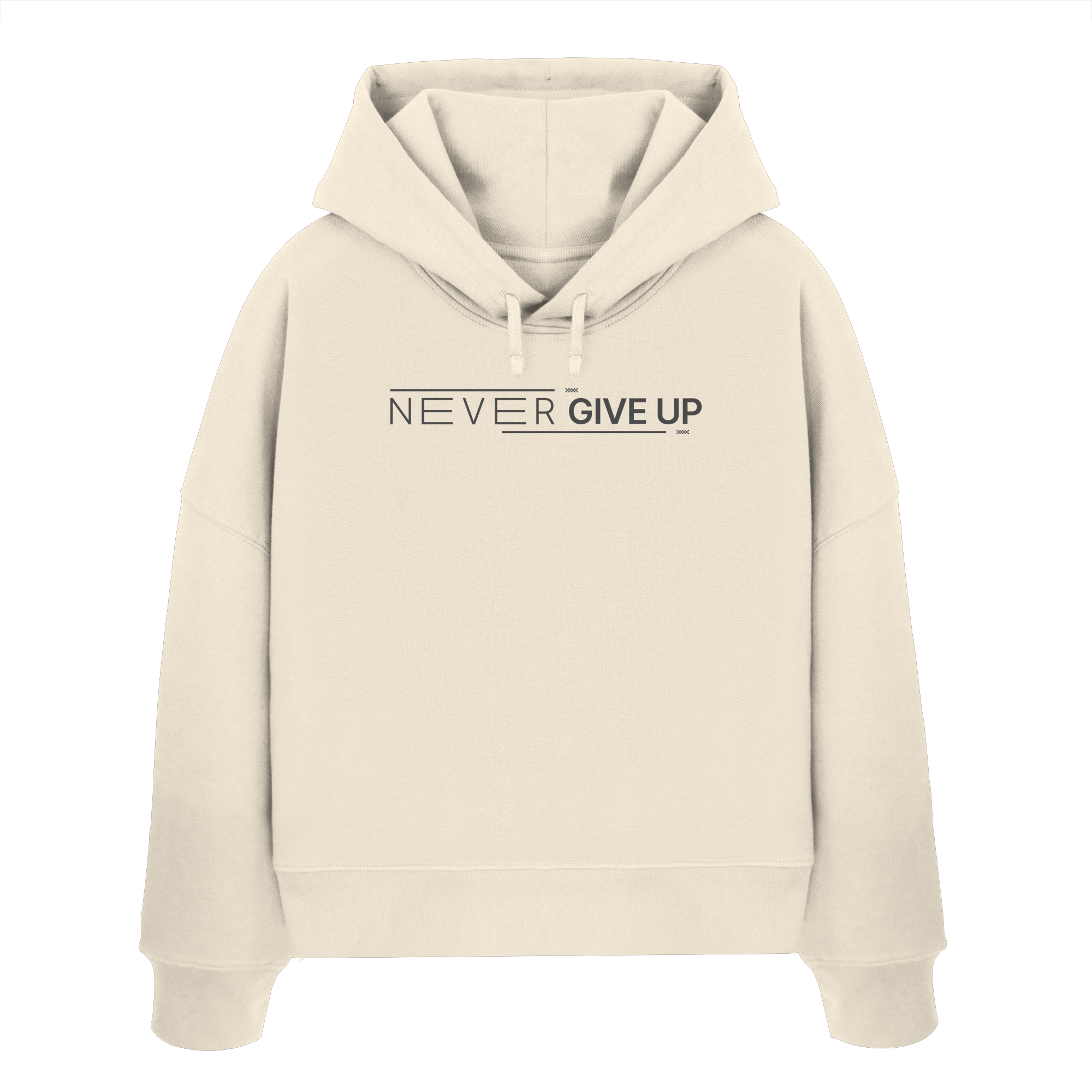 Never give up - Womens Organic Boxcut Hoodie
